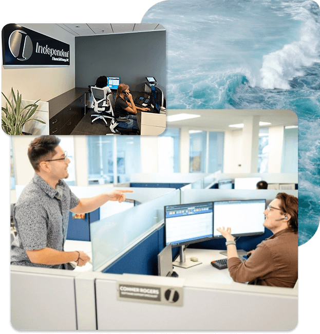 IFG employees collaborating on working to support the IFG advisors.